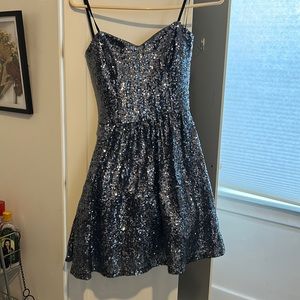 sparkly bandeau mini party dress